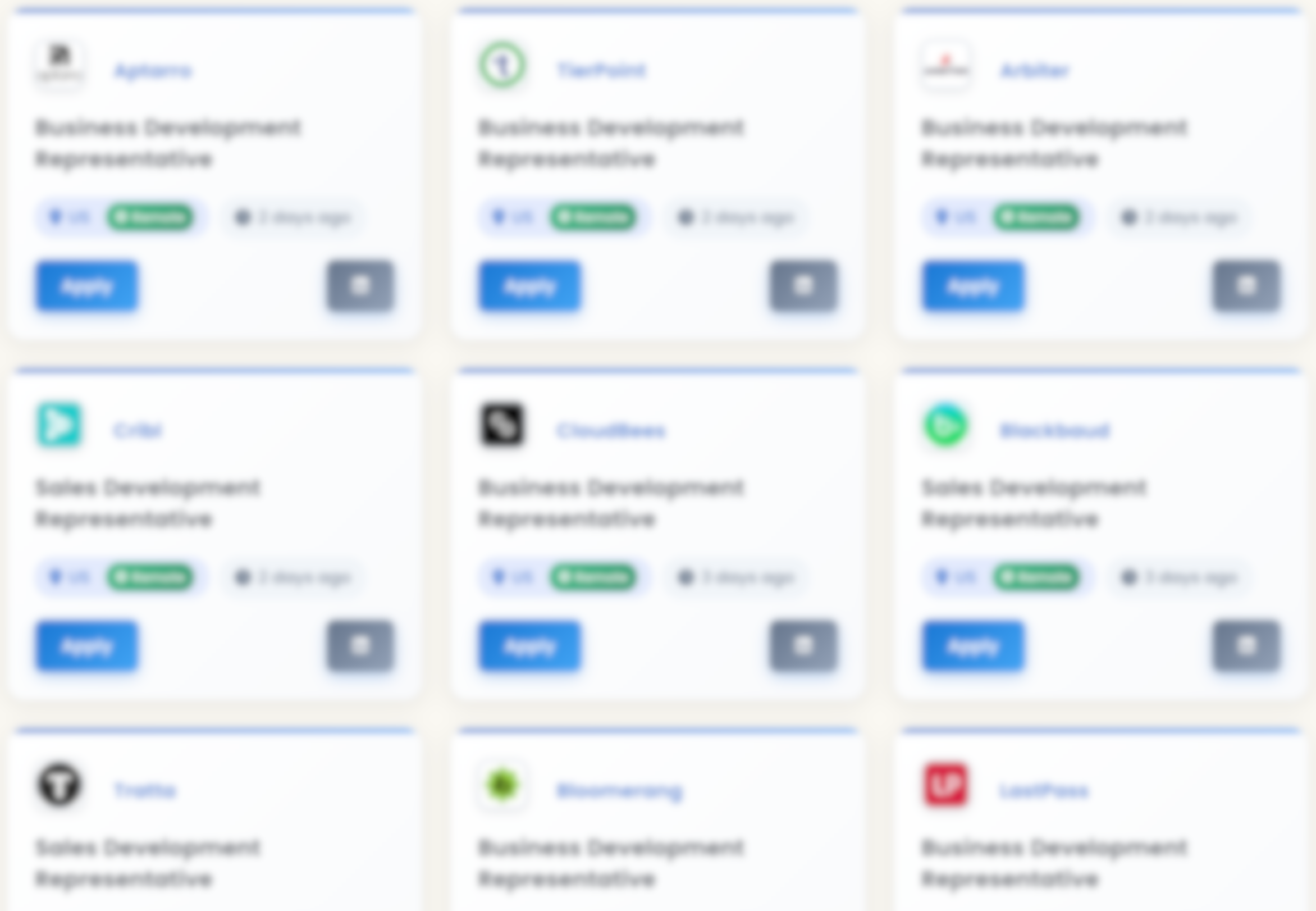 Preview of the remote tech sales job board — unlock to see full listings
